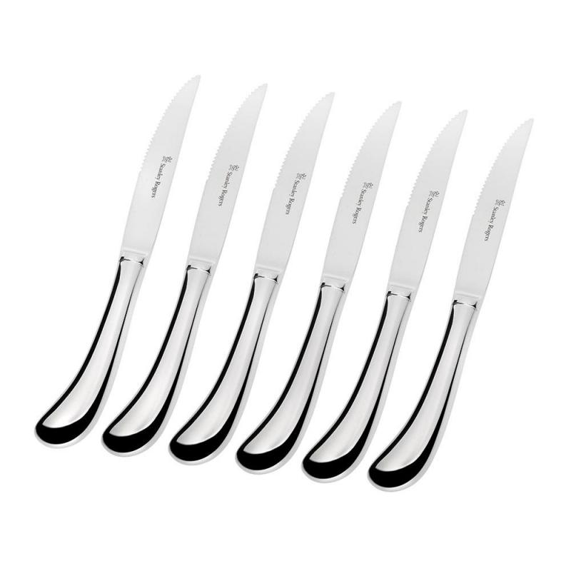 Stanley Rogers Pistol Grip Stainless Steel Steak Knife Set | 6 Piece